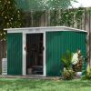 9'x4.5'x5.5' Rust Resistant Metal Garden Shed, Vented, Green/White, Perfect for Backyard Lawn Tool Storage Garden Essentials