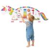 11-in-1 Dinosaur Activity Wall Busy Board Panels-- Wooden Sensory Toy-White