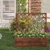Wooden Elevated Raised Garden Bed with Lattice Trelliswith Drainage Holes