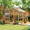 6.6 x 8 FT Polycarbonate Greenhouse Wooden Walk-in Greenhouse Kit with Thickened Panels, Roof Vent and Lockable Door