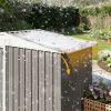 Outdoor garden shed, metal shed, tool room, warm gray