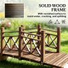Wooden garden bridge, pedestrian overpass