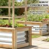 Wooden elevated garden bed with grid frame, flowerpot box, planting box, natural wood