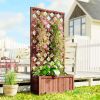 Wooden Raised Garden Bed with Trellis, 59" Outdoor Planter Box with Drainage Holes, Planter Raised Bed for Climbing Vine Plants Flowers, Orange