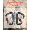 Climbing Carabiner Clips, 3 PCS Heavy Duty Caribiner, Professional 30 KN / 6744 lbs Spindle Strength, Large D-Shaped for Hiking,Rappelling,Rescue