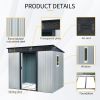 8 ft x 6 ft Outdoor Metal Storage Shed with Window and Transparent plate for Garden, Lawn (White and Black)