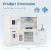 Interactive Kids Play Kitchen with Ice Maker & Chalkboard, Corner Design Pretend Cooking Set with Realistic Sound Effects-White