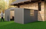 New Outdoor Storage Shed has two Functions: Metal shed and Firewood Shed 13 ftÃ—11 ft ,Grey