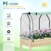 Raised Garden Bed with PE Greenhouse Cover Outdoor Elevated Wood Planter Box for Herbs and Vegetables, Use for Patio, Backyard, Balcony