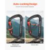 Auto Locking Carabiner Clips, 3 PCS Heavy Duty Caribiner, Professional 30 KN / 6744 lbs Spindle Strength, D-Shaped for Climbing,Hiking,Rappelling