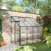 8' x 4' x 7' Hobby Greenhouse, Walk-in Lean-To Polycarbonate Hot House Kit with Aluminum Frame, Sliding Door, Roof Vent, Green