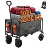 Foldable trolley, with wheels, foldable, large capacity, 330 pounds, multi-functional trolley, heavy-duty design, with elastic handles