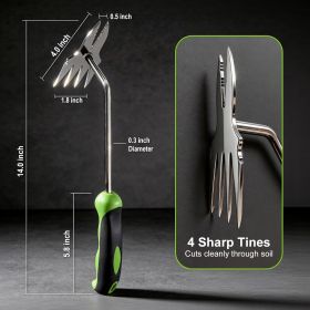 Hand Weeder Puller Tool, Heavy-Duty Stainless Steel Root Removal Tool with Ergonomic Non-Slip Handle, Manual Dandelion Remover for Garden Lawn Yard (Color: Green - 1)