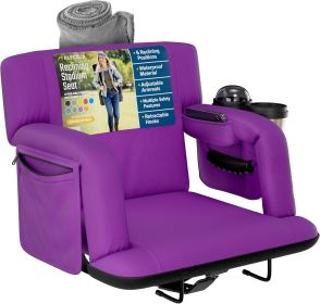 Alpcour Premium Reclining Stadium Seat for Bleachers with Back Support (Color: Purple, size: 21" Wide)