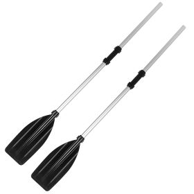 2Pcs Kayak Paddles Aluminum Alloy Detachable Canoe Paddle Boat Oars for Kayaking Boating Oar Fishing (Color: Black, size: One size)