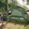 Folding Camping Cot for Adults All-in-One Elevated Tent with Sleeping Bag Thick Air Mattress Portable Single Bed