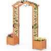 Wooden Garden Arbor with Planter and Trellis for Climbing Plants Decorations