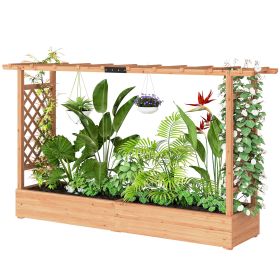 Wooden Planter Box with Trellis, Hanging Roof and Drainage Holes for Climbing Plants, Vegetables, Herbs and Flowers (Title: Default Title)