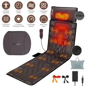 Flannel / PU Material Options - 1 Pc Full Body Massage Mat Multifunctional Massage Chair Pad with Heat Timer Shiatsu Neck Massager Carry Bag Earplugs (Material Type: PU)