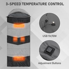 Rectangular Heated Sleeping Bag, Lightweight Sleeping Bag with Multi USB Powered Heating Pads (Title: Default Title)