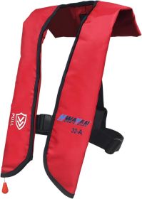 Automatic/Manual Inflatable Life Jacket| Inflatable PFD Kayak Vest Adult| Life Vest for Adults| Outdoor Water Sports| Supports up to 330 lbs|33g of Ca (Color: 609 Red)