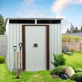 6ft x 5ft Outdoor Metal Storage Shed White (Color: AS PIC)