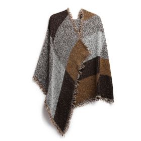 Women Winter Warm Scarf 74.8x25.6In Long Soft Knitted Shawl Extra Thick Plaid Blanket Wrap Cape (Color: Coffee, size: One size)