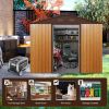8ft x 6ft Outdoor Metal Storage Shed with Floor Base,Coffee(W540S00014)