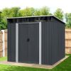 6' x 8' Galvanized Metal Pent Shed w/Skylight, 29 GA Corrugated Metal, 80" Peak Ceiling, TMG-MS0608P