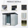 8ft x 6ft Outdoor Metal Storage with Lockable Sliding Doors and Transparent plate for Garden, Lawn (White and Black)