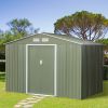 9' x 6' Outdoor Storage Shed, Garden Tool House with Foundation, 4 Vents, and 2 Easy Sliding Doors for Backyard, Patio, Garage, Lawn, Green