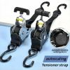 "1500lb Retractable Tie Down â€“ Strong Black Ratchet Strap for Kayaks/Cargo â€“ Effortless Use"
